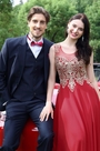 Elegant Red Beaded Prom Evening Dress