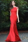 Latest Red Beaded Evening Dress for Women