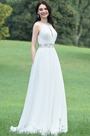 Charmming Halter White Beaded Bridal Gown