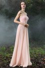 A-Linie Rosa Bodenlang Spitze Ball Abendkleid