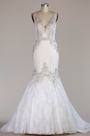 Plunging V Neck Lace Mermaid Wedding Dress