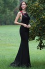 Black Lace Applique Prom Mermaid Dress