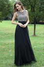 Black Beaded Chiffon Christmas Prom Dress