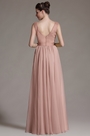 V-Neck Pleated Bridesmaid Dress Evening Gown
