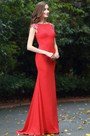 Latest Red Beaded Evening Dress for Women