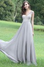 Sexy A Linie Grau Spitze Abendkleid