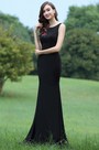 Black Lace Applique Prom Mermaid Dress