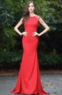 Latest Red Beaded Evening Dress for Women