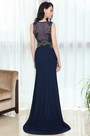 Blue Lace Beaded Night Dress Ball Gown