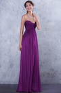 Strapless Purple Pleated Bridesmaid Dress
