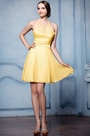 Gelb Neckholder Cocktail Brautjungfernkleid