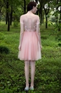 Pink V Neck Lace Appliques Designer Party Dress