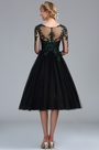 Robe de Cocktail Manches Midi Dentelle Noire