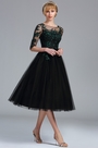 Robe de Cocktail Manches Midi Dentelle Noire