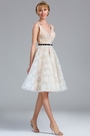 Robe de Cocktail à la Mode Col en V Ivoire