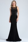 Sleeveless Black Beaded Lace Mermaid Dress