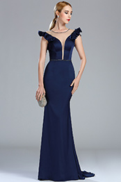 Navy Blue Vintage Mermaid Formal Occasion Dress