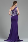 Robe de Soirée Appliques en Dentelle Violet Bretelle Unique