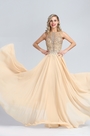 Sleeveless Beige Beaded Evening Gown