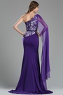Robe de Soirée Appliques en Dentelle Violet Bretelle Unique