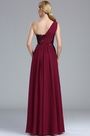 Robe de Bal Bretelle Unique Dentelle Bordeaux