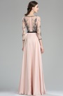 Pink & Black Embroidery Long Dress with Sleeves