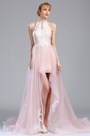Light Pink Halter Lace Prom Mermaid Homecoming Dress