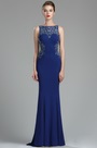 Blau Ärmellos Meerjungfrau Linie Jersey  Perlen Abendkleid
