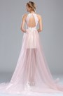 Light Pink Halter Lace Prom Mermaid Homecoming Dress