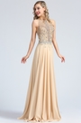 Sleeveless Beige Beaded Evening Gown