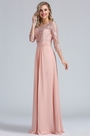Blush A-line Overlace Prom Evening Dress