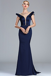 Navy Blue Vintage Mermaid Formal Occasion Dress