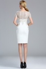 Weiß Kurz Ärmel Spitze Applikation Cocktailkleid