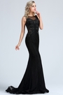 Sleeveless Black Beaded Lace Mermaid Dress