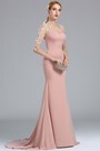 Blush Long Sleeves Lace Appliques Mermaid Prom Dress