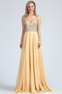 Sleeveless Beige Beaded Formal Evening Gown