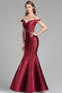 Vintage Red Off the shoulder Prom Evening Gown