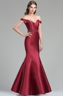 Vintage Red Off the shoulder Prom Evening Gown