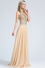 Sleeveless Beige Beaded Evening Gown