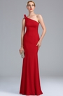 Ein-Schulter Rot Meerjungfrau Linie Abendkleid
