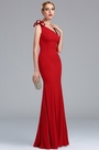 Ein-Schulter Rot Meerjungfrau Linie Abendkleid