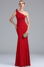 Ein-Schulter Rot Meerjungfrau Linie Abendkleid