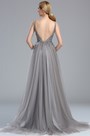 Grey Beaded Lace Long Formal Occasion Dress