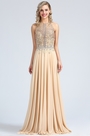 Sleeveless Beige Beaded Evening Gown