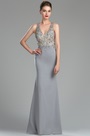 Meerjugnfrau Linie V Ausschnitt Grau Spitze Abendkleid