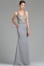 Meerjugnfrau Linie V Ausschnitt Grau Spitze Abendkleid