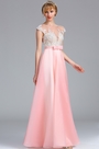 Robe de Soirée Cap Manches Rose Moderne