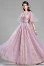Pinkish Purple Lace Quinceanera Prom Gown Women Dress