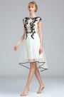 White Lace Appliques Beaded Evening Dress