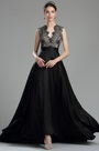 Beautiful Black Long Lace Evening Dressing Gown